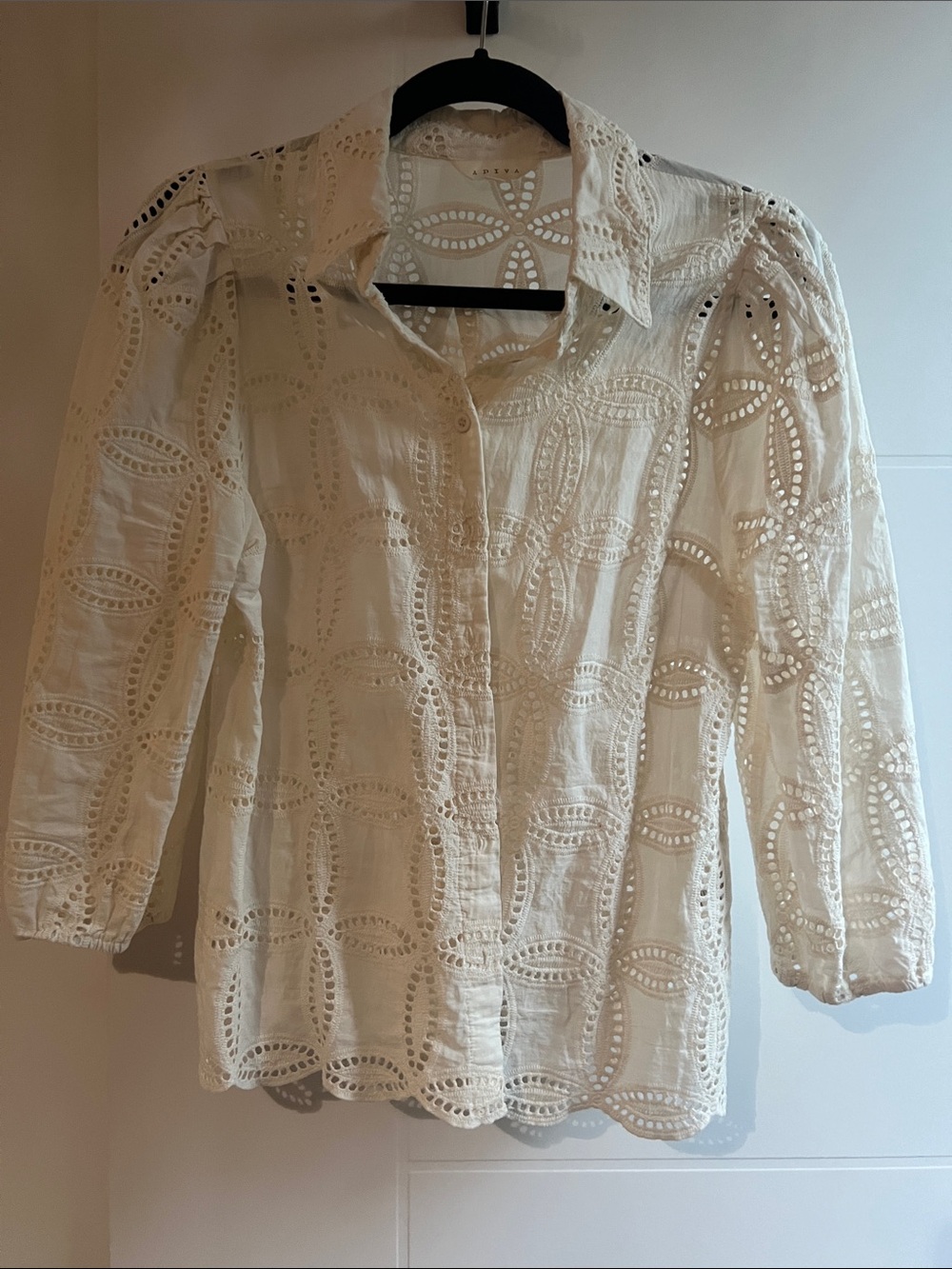 Adiva White Eyelet Button-Down Shirt